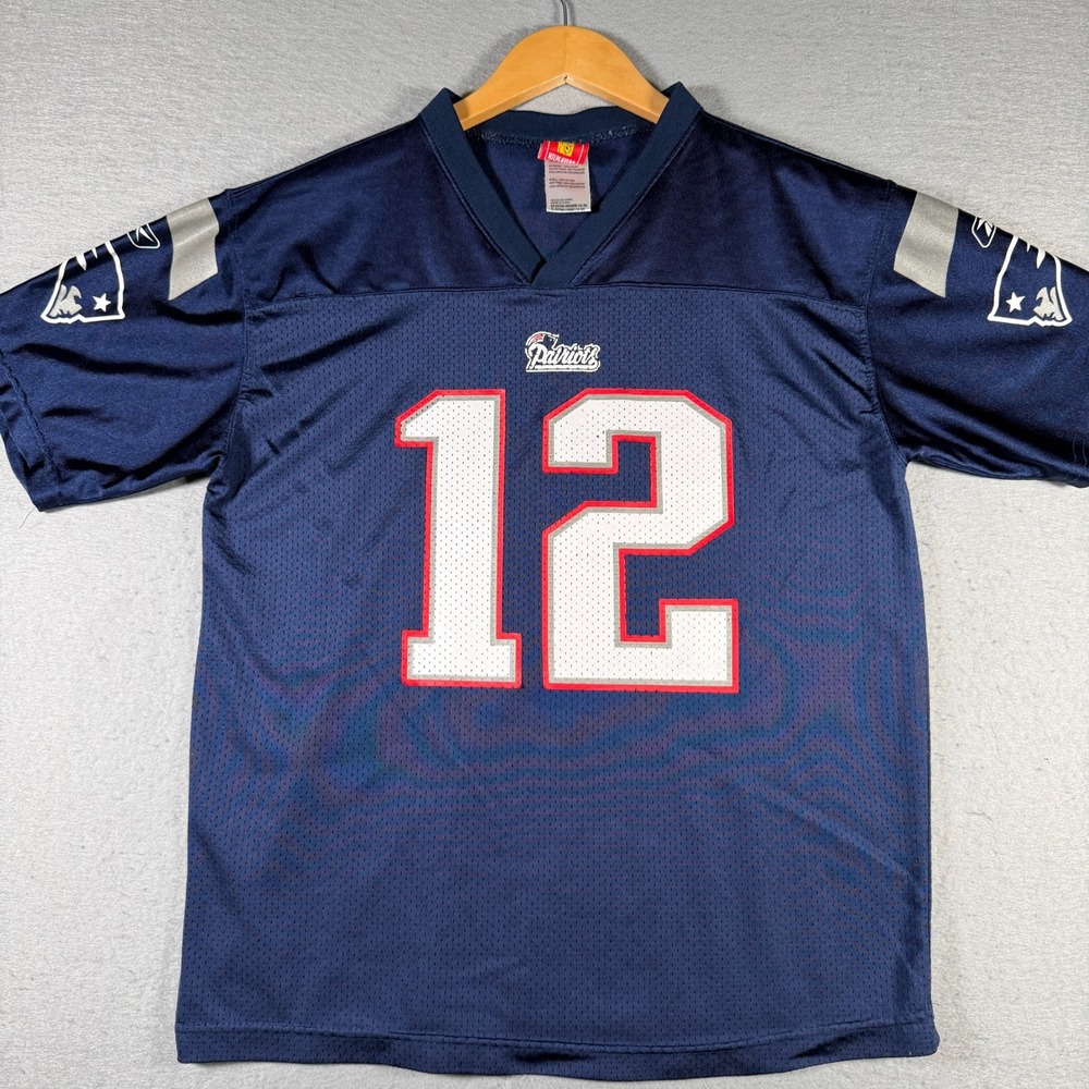 NFL‎ Players Tom Brady New England Patriots 12 Youth XL 18-20 Navy Blue Jersey